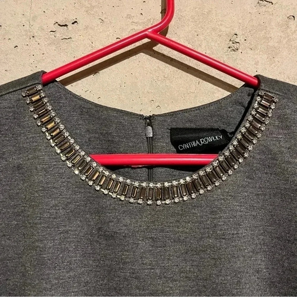 Cynthia Rowley Womens Grey Knit Jeweled Neck Sleeveless Tank Top Size M - Picture 4 of 8